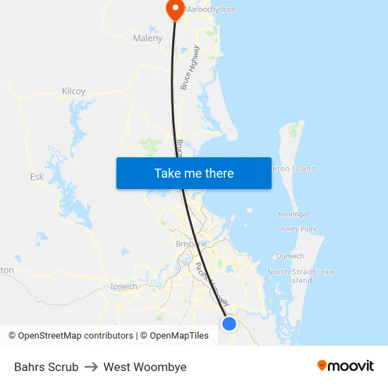 Bahrs Scrub to West Woombye map