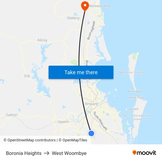 Boronia Heights to West Woombye map