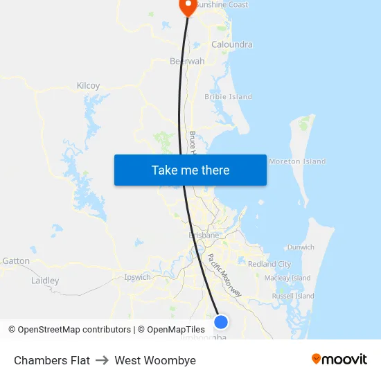 Chambers Flat to West Woombye map