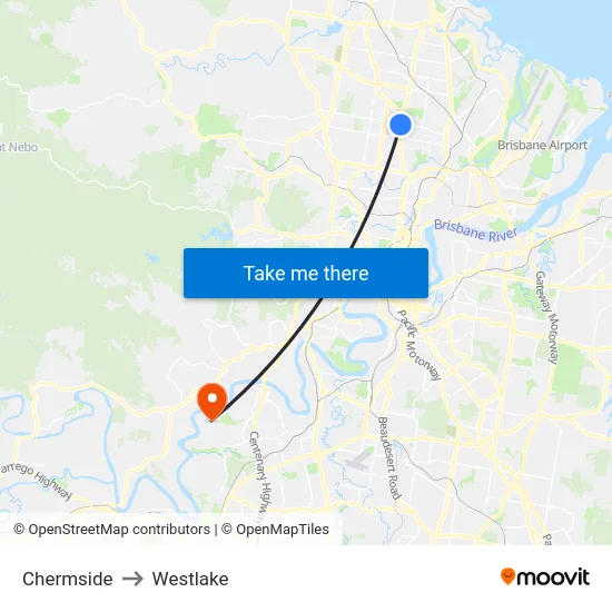 Chermside to Westlake map