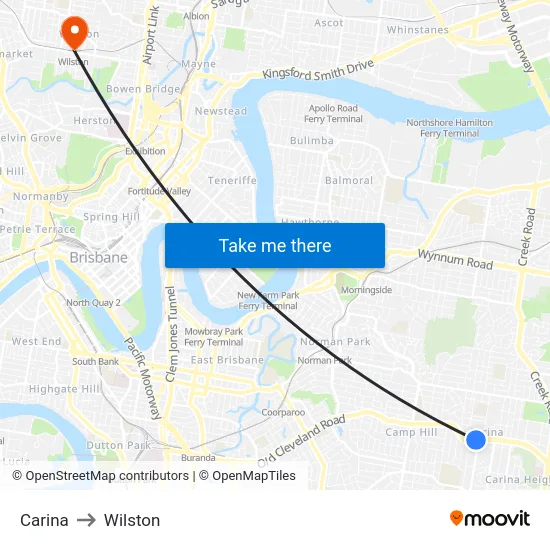 Carina to Wilston map