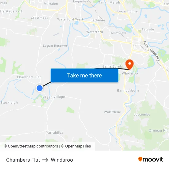 Chambers Flat to Windaroo map