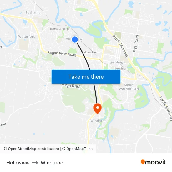 Holmview to Windaroo map