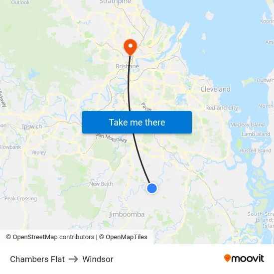Chambers Flat to Windsor map