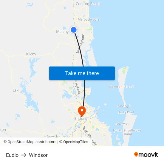 Eudlo to Windsor map