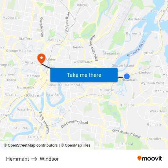 Hemmant to Windsor map