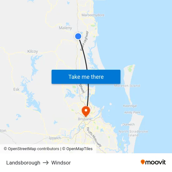 Landsborough to Windsor map
