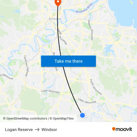 Logan Reserve to Windsor map