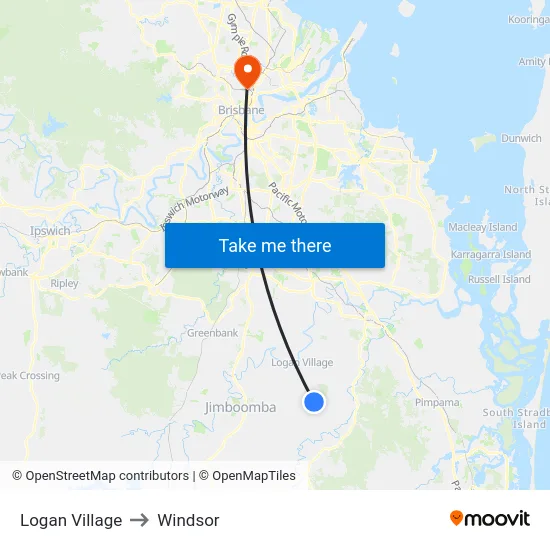 Logan Village to Windsor map