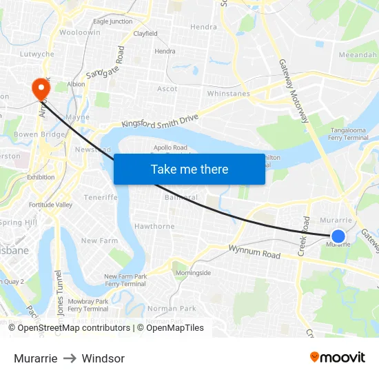 Murarrie to Windsor map