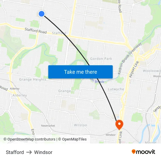 Stafford to Windsor map
