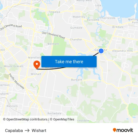 Capalaba to Wishart map