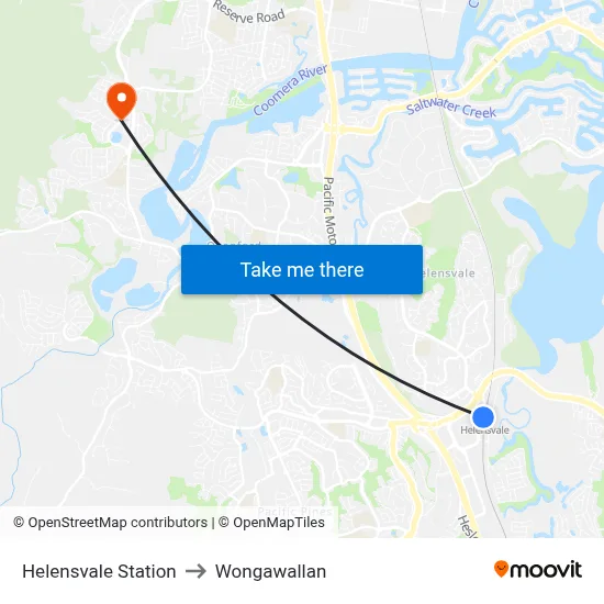 Helensvale Station to Wongawallan map