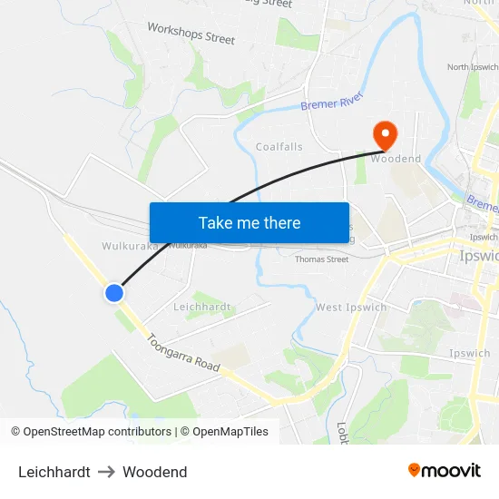 Leichhardt to Woodend map