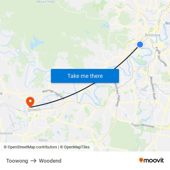 Toowong to Woodend map