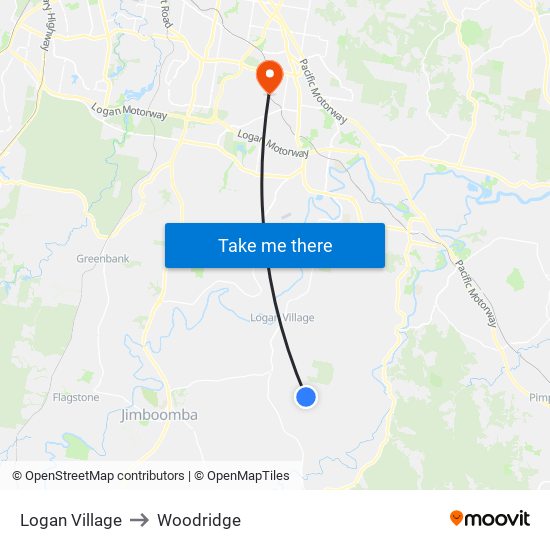 Logan Village to Woodridge map