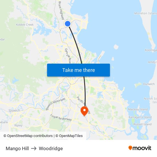 Mango Hill to Woodridge map