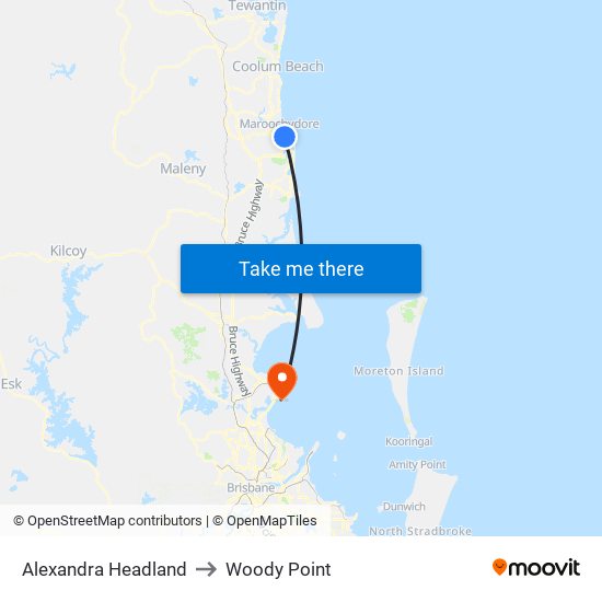 Alexandra Headland to Woody Point map