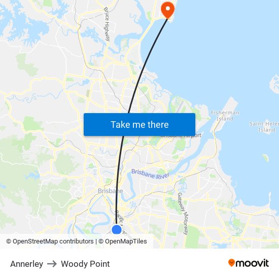 Annerley to Woody Point map
