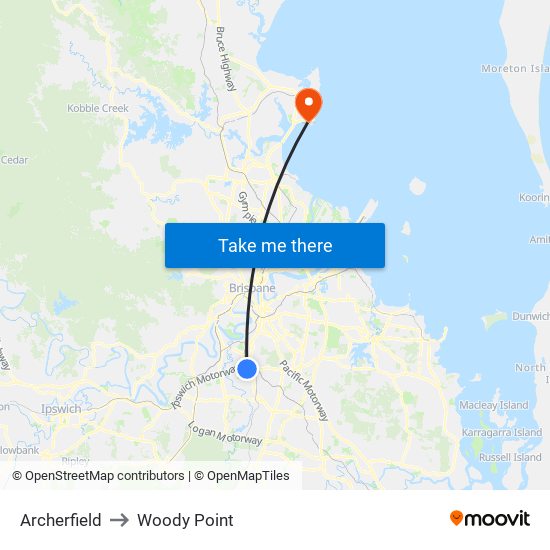 Archerfield to Woody Point map