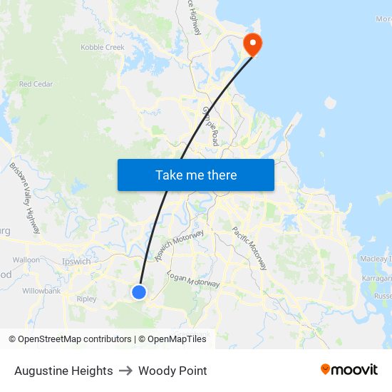 Augustine Heights to Woody Point map