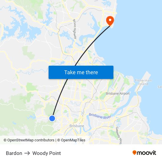 Bardon to Woody Point map