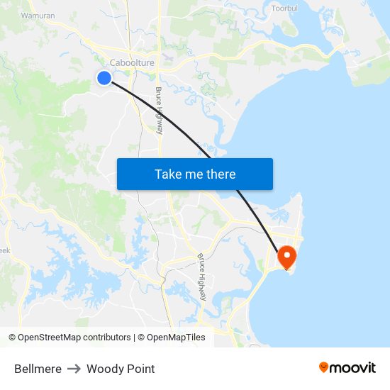 Bellmere to Woody Point map