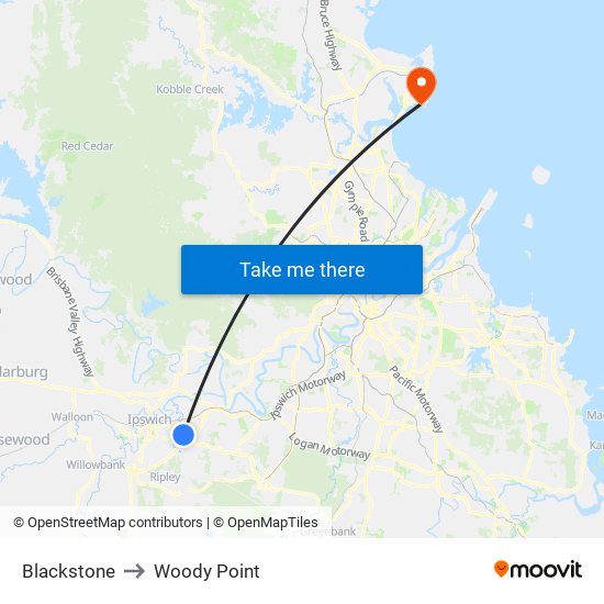 Blackstone to Woody Point map