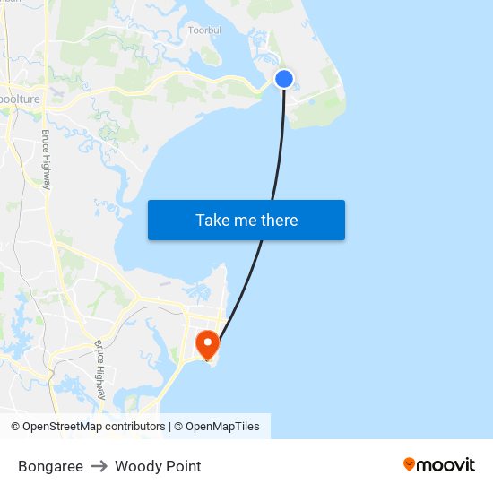 Bongaree to Woody Point map