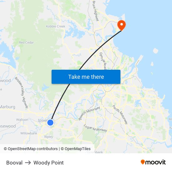 Booval to Woody Point map