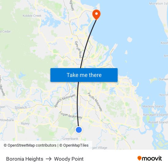 Boronia Heights to Woody Point map