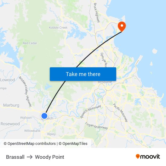 Brassall to Woody Point map