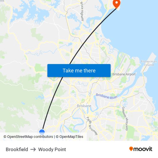 Brookfield to Woody Point map