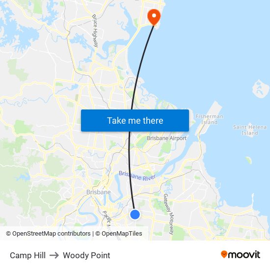 Camp Hill to Woody Point map