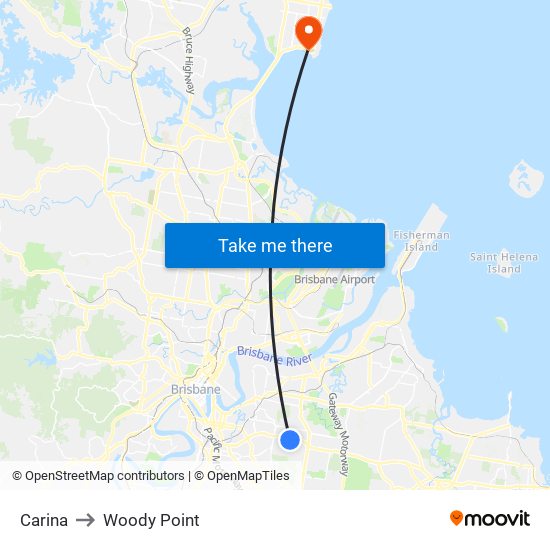 Carina to Woody Point map