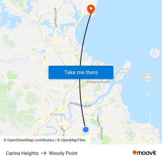 Carina Heights to Woody Point map