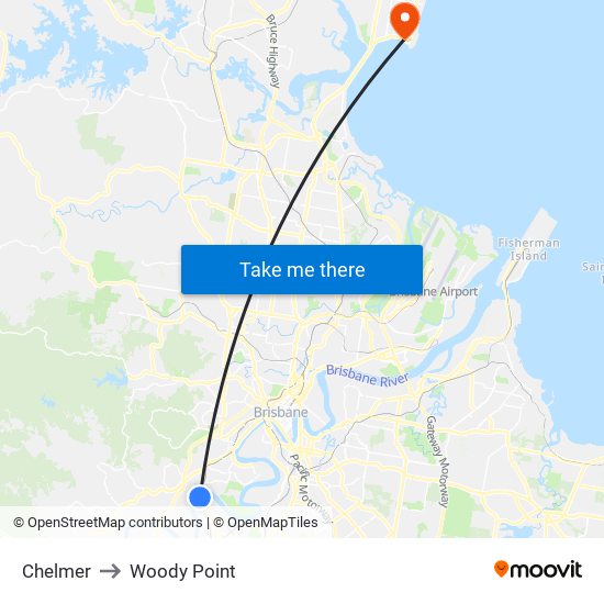 Chelmer to Woody Point map