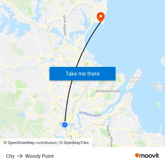 City to Woody Point map