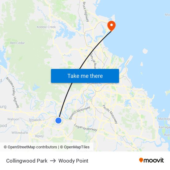 Collingwood Park to Woody Point map