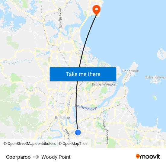 Coorparoo to Woody Point map