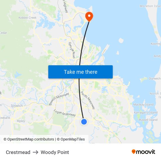 Crestmead to Woody Point map