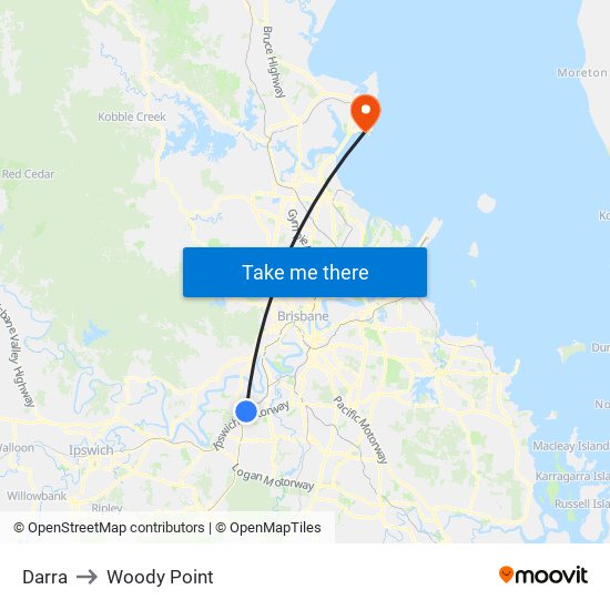 Darra to Woody Point map
