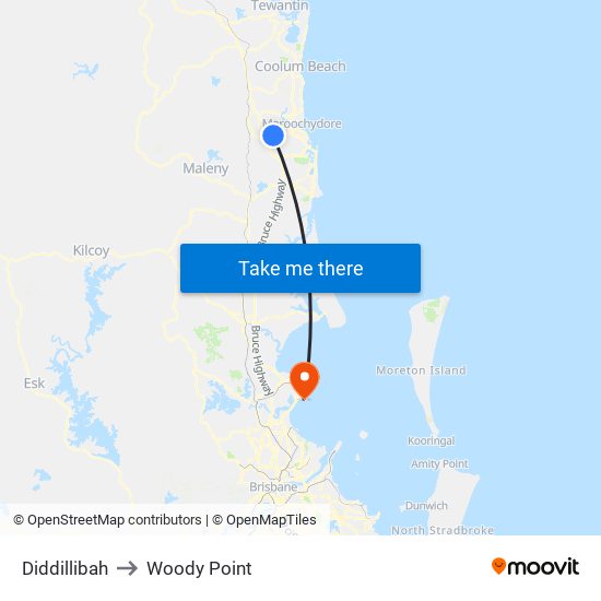 Diddillibah to Woody Point map