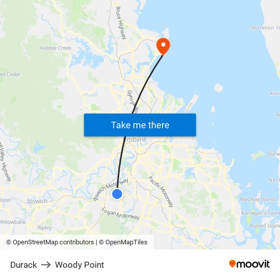 Durack to Woody Point map
