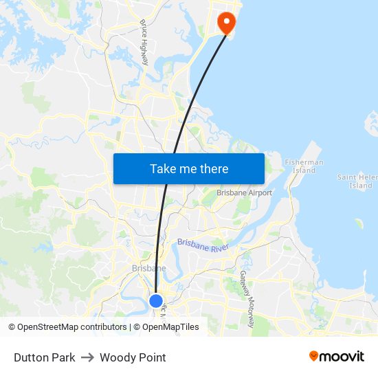 Dutton Park to Woody Point map