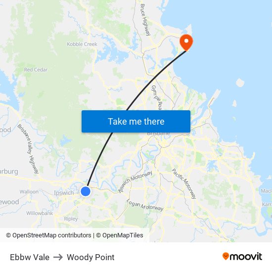 Ebbw Vale to Woody Point map