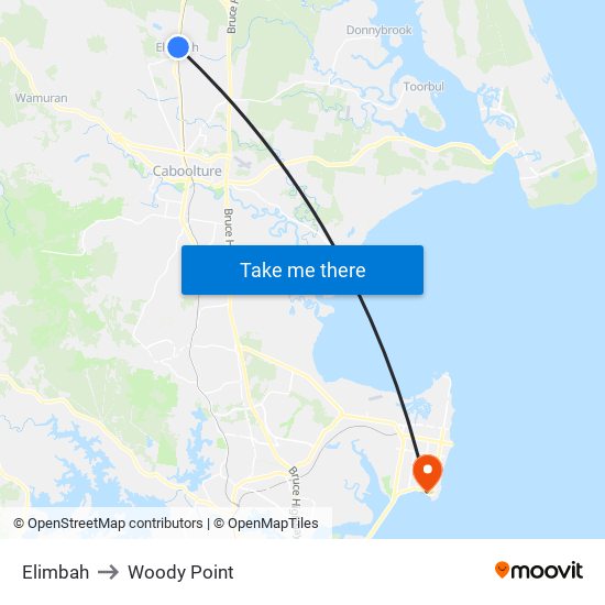 Elimbah to Woody Point map