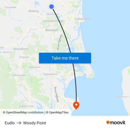 Eudlo to Woody Point map