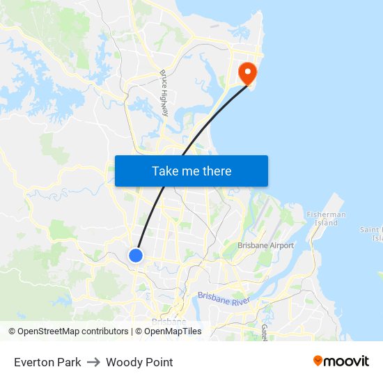 Everton Park to Woody Point map