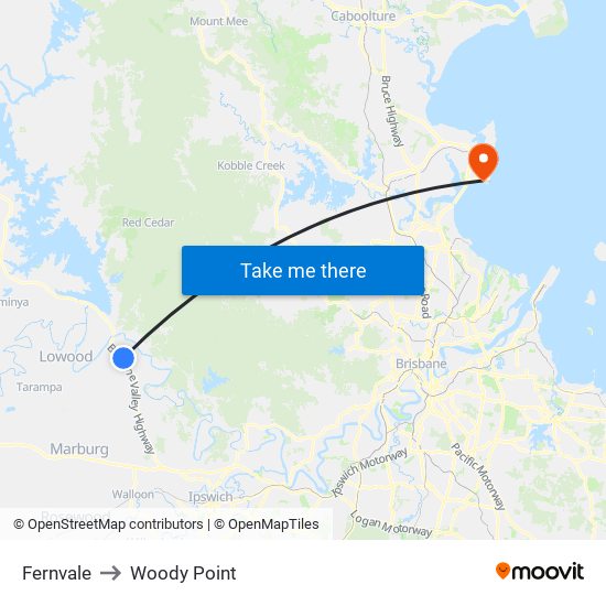Fernvale to Woody Point map